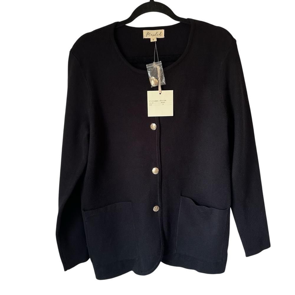 Marled Women’s Black Button Up Long Sleeve Cardigan With Pockets Size Small NWT